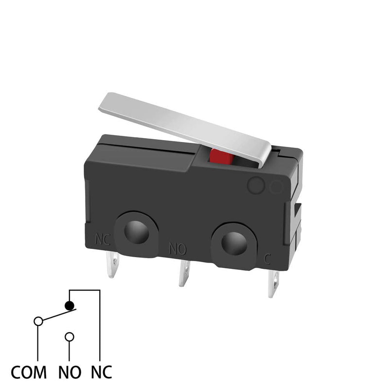 MUZHI SPDT 1NO 1NC Hinge Lever Momentary Push Button Micro Limit Switch AC 5A 125V 250V 3 Pins 12 Pcs 4
