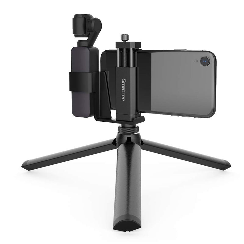 Smatree OSMO Pocket Phone Holder Set Expansion Accessories with 1/4" Thread Screw and Tripod Compatible with DJI OSMO Pocket 2/ OSMO Pocket and Smartphone