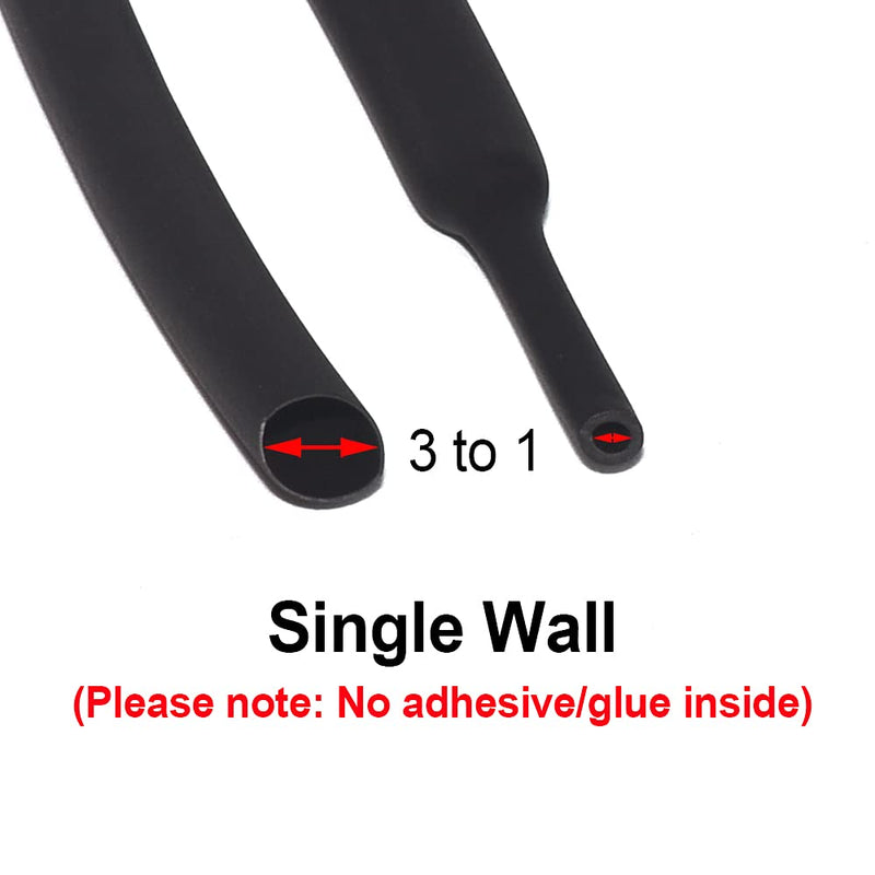 [AUSTRALIA] - RockDIG 230 PCS 3:1 Heat Shrink Tubings Single-Wall(No Adhesive) Diameter 1.5/3/4.5/6/9/12/15 mm Assortment Kit Black 3:1(230 PCS） Single Wall 