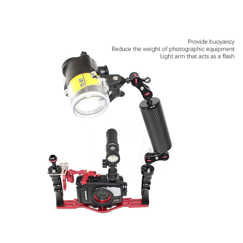 nitescuba Underwater Dive Float Arm Carbon Fiber Floating Dual Ball Arm Diving Buoyancy System for Underwater Photography Cameras Tray Video Light Strobe Arms Strobe (55mm200mm, Buoyancy +220g FA55 biack
