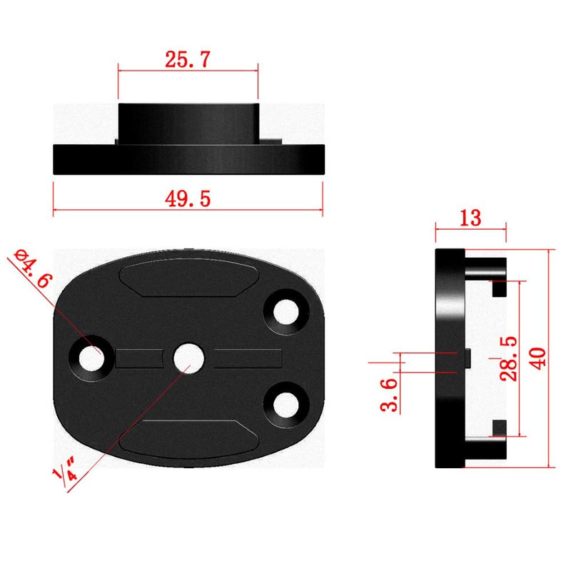 BGNing CNC Aluminum Flat Surface Mount w/Tripod cam Adapter (Black) Compatible with GoPro Hero3/3+/4/5/6/7/8/9/MAX, Insta360 ONE R, Osmo Action (1 Pcs) 1 Pcs