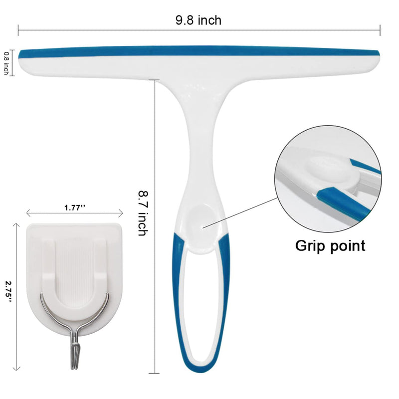 3 Packs Squeegee for Shower, Rubber Glass Shower Door Squeegee with 3 Shower Hooks, Shower Squeegee with Hanging Hole Squeegee Fit for Shower, Glass Door, Car Windows, Multifunctional Squeegee Tool 3 Packs+3 Hooks