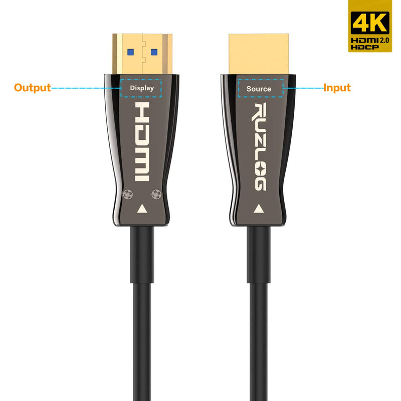 Ruzlog Fiber Optic HDMI 2.0 Cable up to 100m 4Kx2K Supports 4K@60Hz, 4:4:4/4:2:2/4:2:0, HDR, Dolby Vision, HDCP2.2, ARC, 3D, High Speed 18Gbps (20m-65ft) 20m