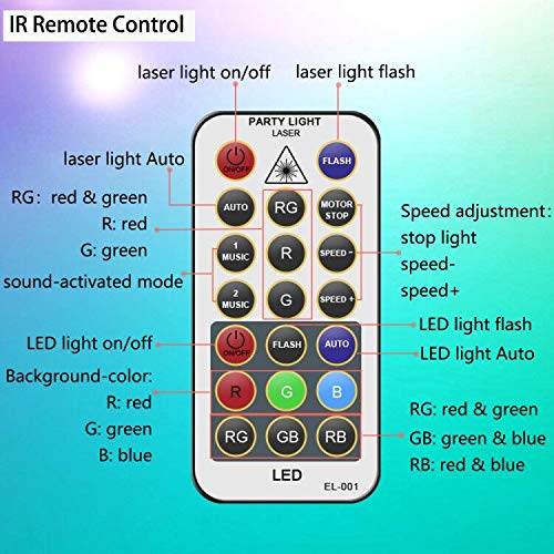 [AUSTRALIA] - Party Light Disco DJ Light,Stage Light with Sound Activated and Remote Control Multiple Patterns Light Projector Laser light for Birthday Bar Club Wedding Christmas KTV Karaoke Festivals 