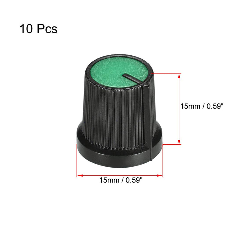 uxcell 10Pcs 6mm Shaft Hole Knob for Speaker Effect Pedal Amplifier Potentiometer Knob Black Green