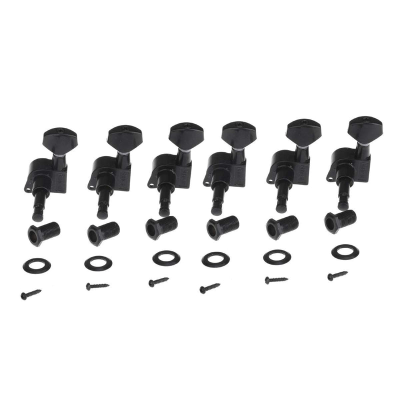 Wilkinson 6 inline E-Z-LOK Guitar Tuners Machine Heads Tuning Pegs Set for Fender Stratocaster/Telecaster Style Electric Guitar, Black