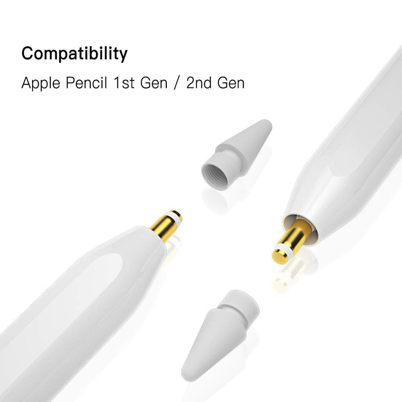 Jelanry Compatible with Apple Pencil Nib and Adapter Replacement for iPad Pro Pencil 1st Gen & 2nd Gen Extra Replacement Accessories for Apple Stylus Tips 1Pack & iPencil Charging Adapter 1Pack White