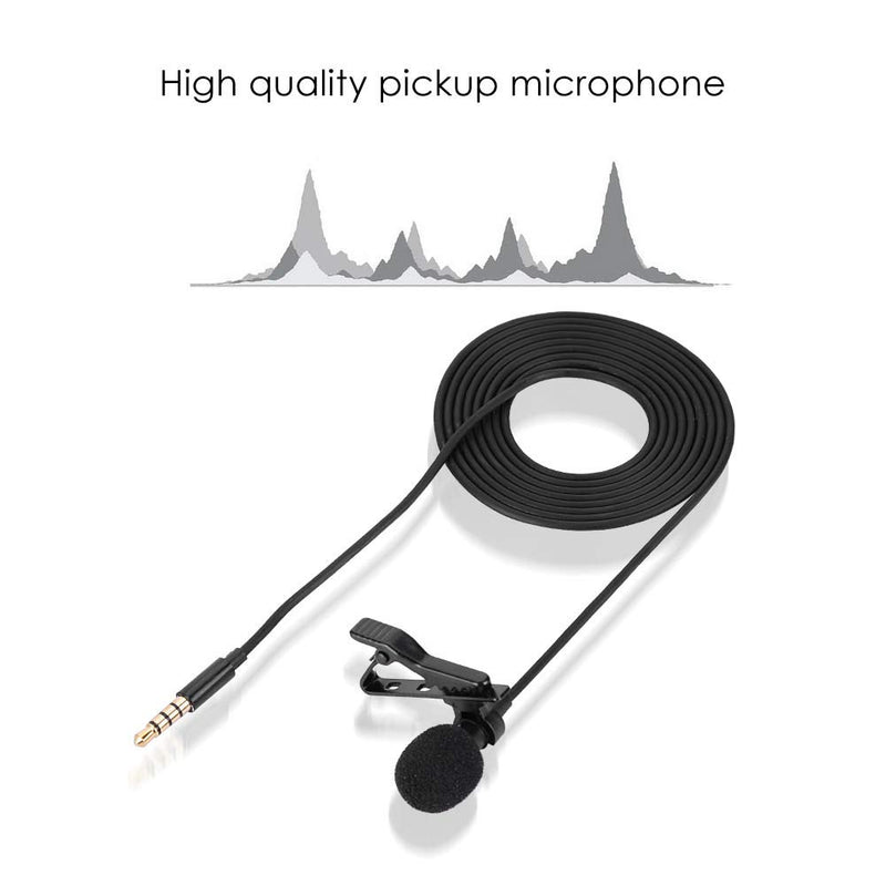 cigemay Lavalier Microphone for Phone, Lapel Microphone Omnidirectional Clip Condenser Mic, 360 ° Rotating Tie Clip Microphone, 3.5MM Jack for Smartphone Android, Windows