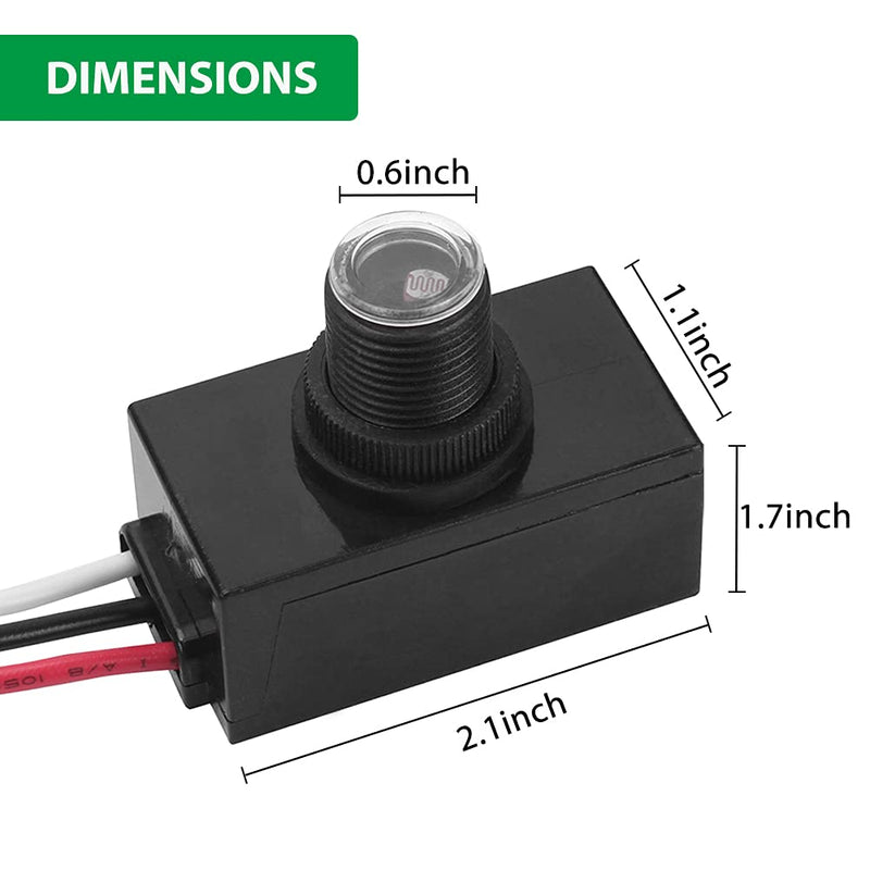 HGG 4Pcs Outdoor Photocell Light Sensor,Dusk to Dawn Photo Control Sensor,Auto on Off Hard-Wired Post Eye Light Control,Photoelectric Switch Sensor for Lighting Fixtures Black