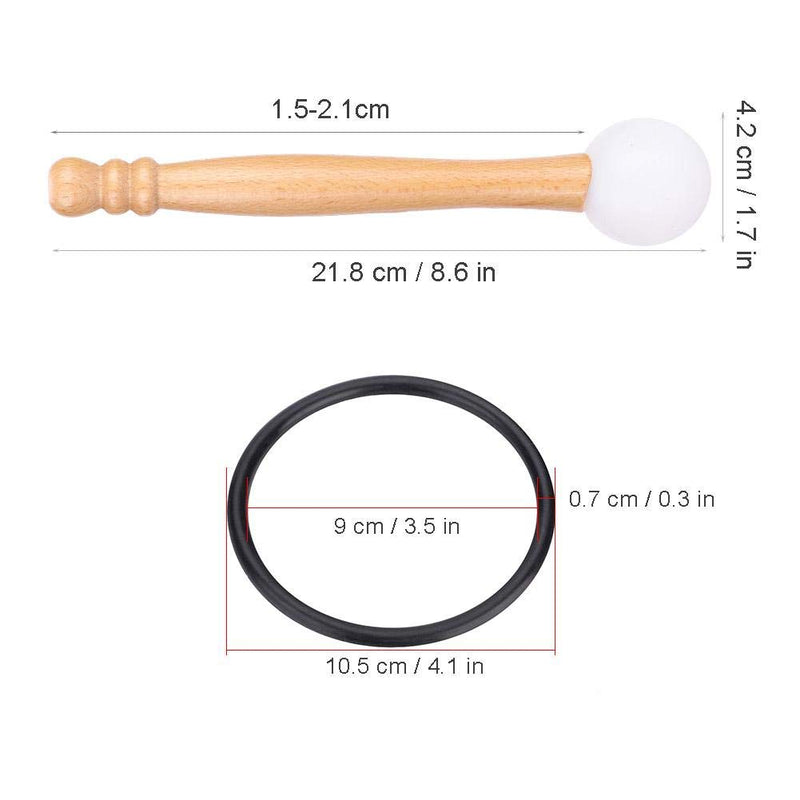 Fafeims Singing Bowl Mallet, Wood Mallet Stick Rubber O-Ring Singing Bowl Stick Singing Bowl Parts Percussion Instrument Parts for Crystal Singing Bowl