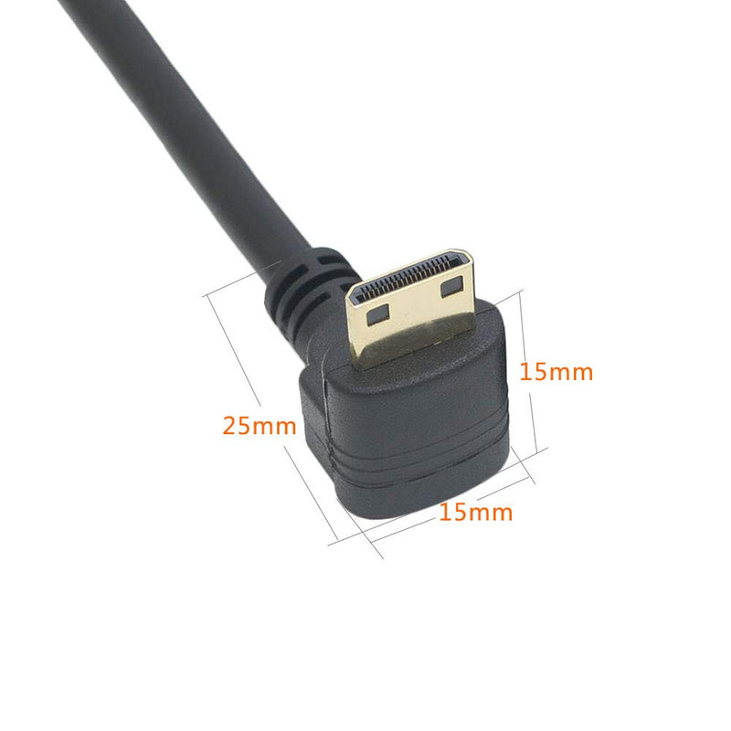 15CM High Speed 90 Degree Mini HDMI Right-Toward Male to HDMI Female Cable Adapter Connector Support 1080P Full HD, 3D (0.15m, Downward Angle). 0.15m