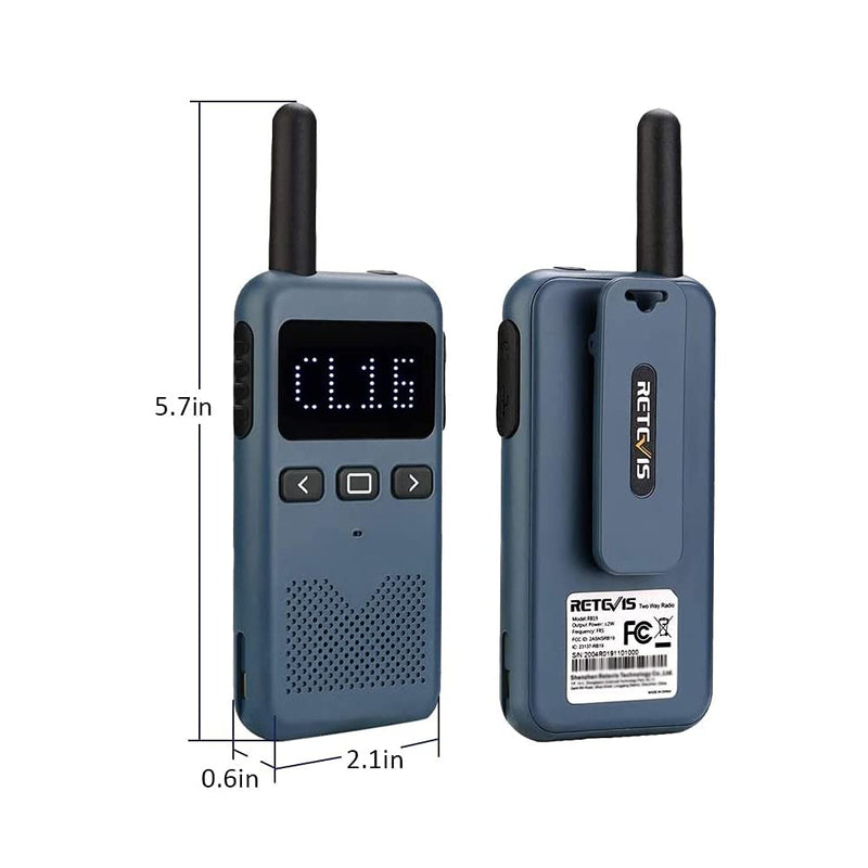 Retevis RB19 Walkie Talkies Rechargeable, Adults Portable Two-Way Radios Long Range,Phone Thickness,Mini,1650mAh Battery,for Family Outdoor Business(3 Pack)