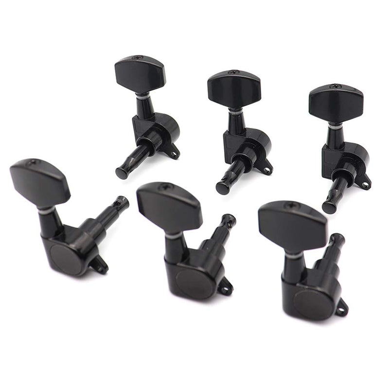 LITMIND 6 Pieces Guitar Tuning Pegs, Sealed String Tuners Machine Heads Knobs 3L3R with 3 in 1 Repair Tool for Electric or Acoustic Guitar (Black) Black