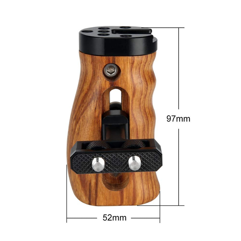 NICEYRIG Wooden Handle with 1/4 Thread, Cold Shoe Applicable for DSLR Camera Cage (Left & Right Side) - 266