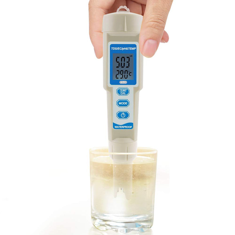 Handheld 4 in 1 PH EC TDS Temperature Meter Digital Water Quality Monitor Tester TDS PH Meter for Drinking Water Pools Aquariums