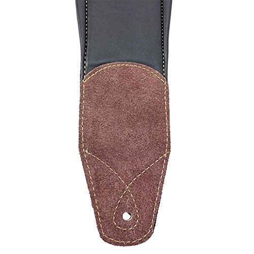 Walker & Williams Super Wide 4" Double Padded Top Grain Black Leather Bass Strap