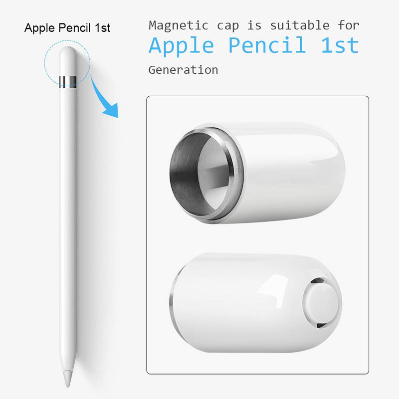 MJKOR Magnetic Replacement Cap and Charging Adapter for Apple Pencil 1st 1Cap + 1Adapter