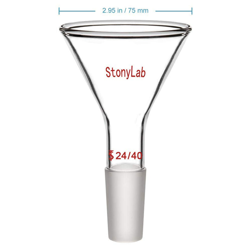 [AUSTRALIA] - StonyLab Glass Short Stem Powder Funnel with 75 mm Top Outer Dimension and 24/40 Inner Joint Filter Funnel Glass Funnel OD 75mm 