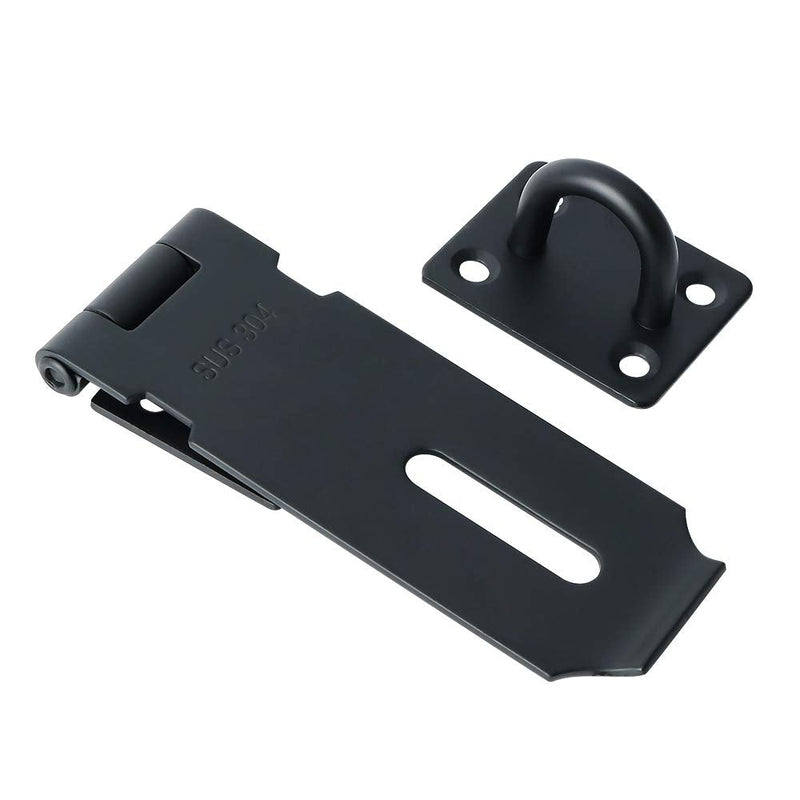 Alise MS99-B Padlock Hasp Door Clasp Hasp Latch Lock,SUS 304 Stainless Steel Matte Black 4 Inch