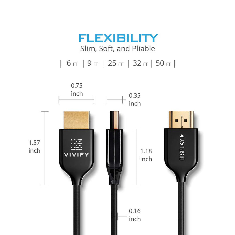 VIVIFY Fiber Optic HDMI Cable 25 ft, 4K 60Hz HDMI 2.0, UL1, VW1, Xenos W30 2020 Gaming Cable