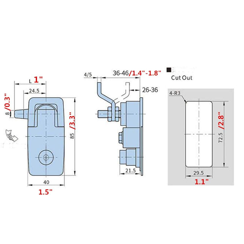 [AUSTRALIA] - 2Pcs Compression Latch Flush Sealed Lever Latch Trigger Lift and Turn Adjustable Grip Matching Keys Powder Coated Style1 