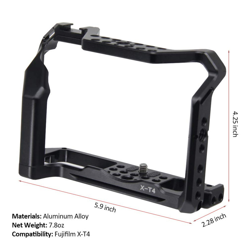 Easy Hood Camera Cage for Fujifilm X-T4 Fuji XT4 Mirrorless Digital Camera, Vlogging Video Shooting Filmmaking Rig Stabilizer with Cold Shoe 1/4" Thread Holes & 3/8" Locating Hole