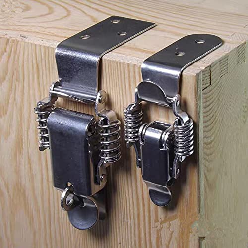 Yinpecly 4Pcs Large Iron Spring Loaded Toggle Latch Hasp Hardware Fitting Spring Loaded Locks Hasps for Case Box Trunk Catches, 4.72inch Length Silver Tone