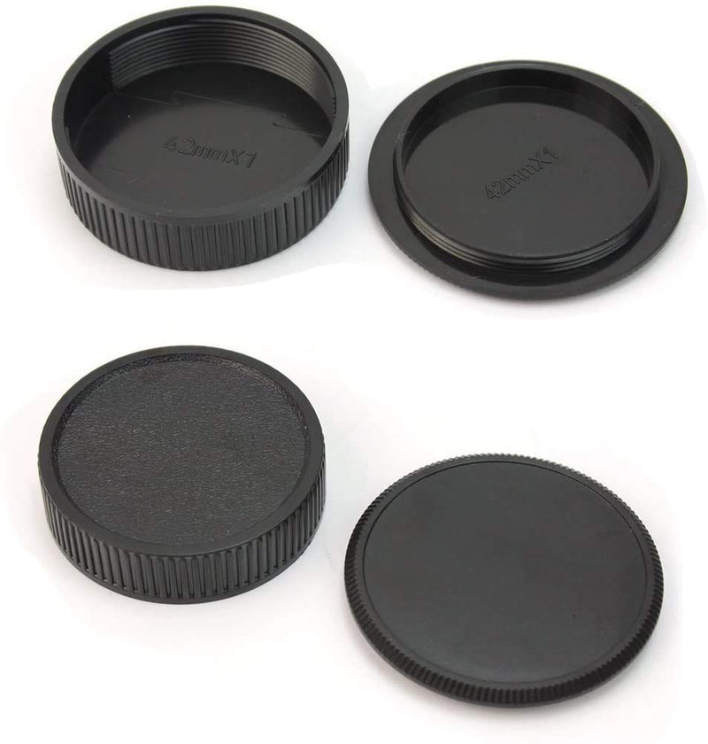 WH1916 Camera Body Cover & Rear Lens Cap for M42 Screw Mount 35mm SLR Film Lens [2+2 Pack]