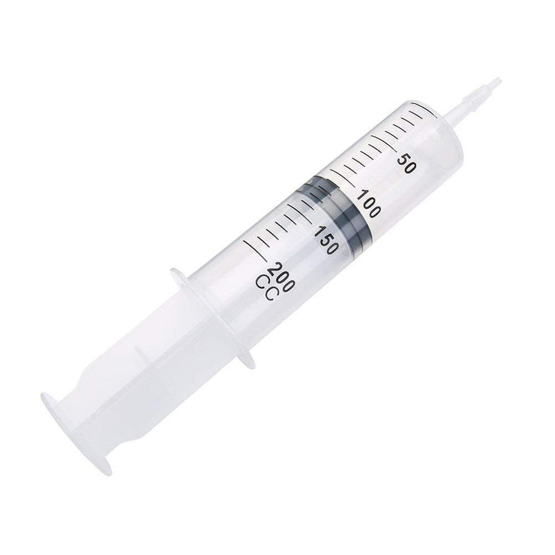 2 Pack 200ml Syringes with Tubes, Large Plastic Syringe with 27.6-Inch Hoses (Inner Diameter 6mm) for Scientific Labs, Watering, Refilling
