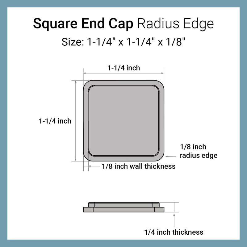 Nelsons CNC 10 Pack 1.25x1.25 Inch Aluminum Square End Caps for Square Tubing - Premium Quality Easy Install Plug Metal Fence Posts, Metal Pipe, Aluminum Tubes, Hand Rail Ends, Metal Railing 1.25 x 1.25 x 0.125"