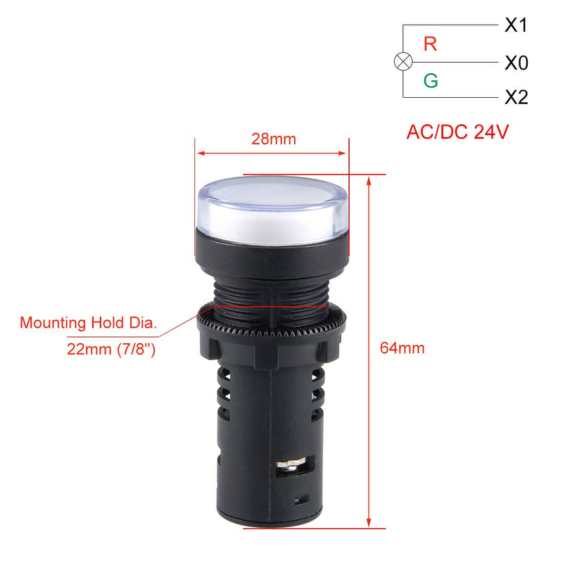 [AUSTRALIA] - uxcell 2Pcs Red/Green Indicator Light AC/DC 24V, 22mm Panel Mount, Dual-Color, for Electrical Control Panel, HVAC, DIY Projects 