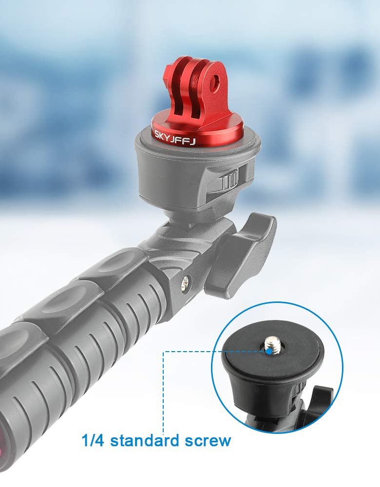 Aluminum-Tripod Adapter Attachment- Bolt -Adapter for Monopod Mount with Aluminum CNC Thumbscrew Compatible Action Camera gopro Hero 9 Tripod Mount DJI OSMO （RED） RED