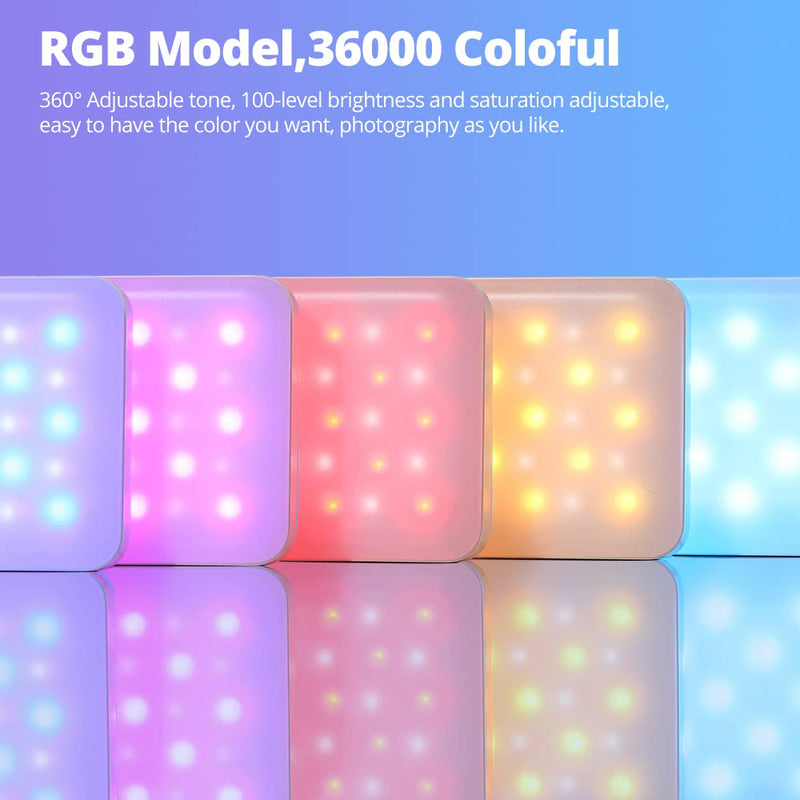 AMBITFUL A3 Full Color RGB LED Mini Light, Built-in FX Effects,350LX(0.5M,5500K) RA/95 TLCI/97,2800-6800K LED Video Light Panel with Mobile APP Control (Black) Black