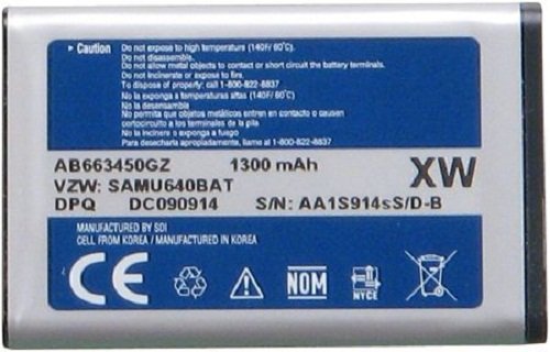 Samsung AB663450GZ/AB663450GZB/AB663450GZBSTD Lithium Ion Battery for Convoy U640 - Original OEM - Non-Retail Packaging - Blue