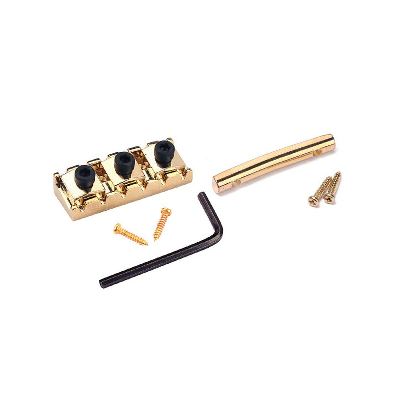 Alnicov Guitar Parts Locking Nut and String Tension Bars String Retainers 42mm for Floyd Rose Tremolo Bridge(Gold)