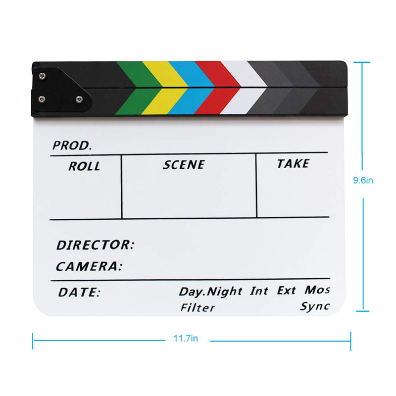 Coolbuy112 Movie Directors Clapboard, Photography Studio Video TV Acrylic Clapper Board Dry Erase Film Slate Cut Action Scene Clapper with a Magnetic Blackboard Eraser and Two Custom Pens