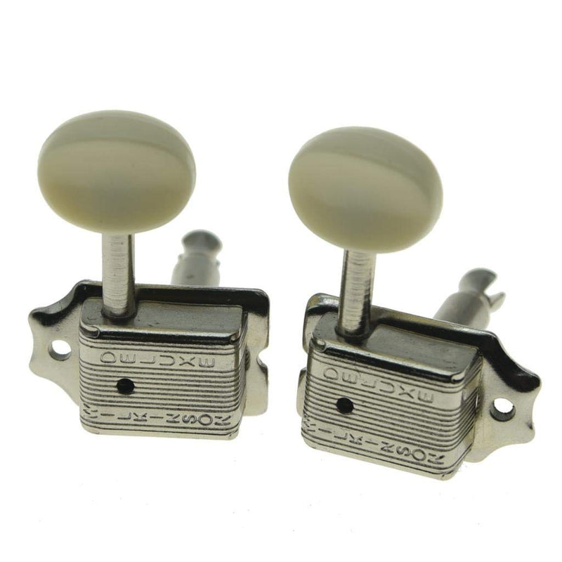 [AUSTRALIA] - Wilkinson Deluxe 6 Inline Vintage Guitar Tuners with Split Post Guitar Tuning Keys Peg Machine Heads For Strat/Tele Guitars Nickel with Ivory Buttons 