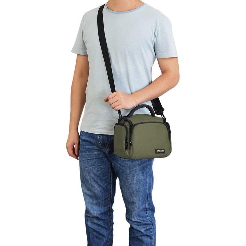 CADeN Compact Camera Shoulder Crossbody Bag Case Compatible for Nikon, Canon, Sony SLR/DSLR Mirrorless Cameras and Lenses Waterproof Green Small