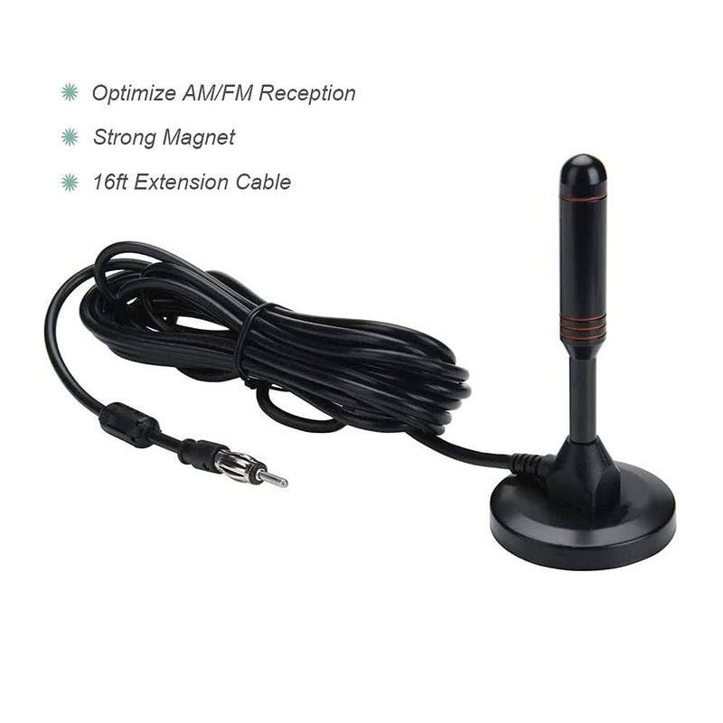 CORONIR 16ft Car Magnet Antenna Universal Magnetic Am Fm Antenna for Radio Car Home with Magnetic Base Antenna