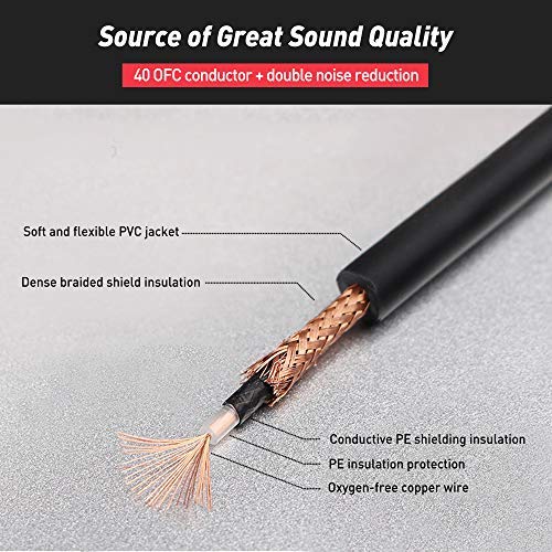 [AUSTRALIA] - Guitar Cable 10 Ft, Bass Amp Cord, 1/4-Inch TS to 1/4-Inch TS, Audio Cable, Black, Single Black Double Straight 