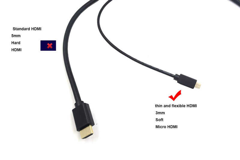 Duttek Micro HDMI to HDMI Cable, HDMI to Micro HDMI Cable, Extreme Slim Micro HDMI Male to HDMI Male Cable Support 1080P, 4K, 3D for GoPro Hero 8/7 Black,Sony A6500/A7,Canon Camera,etc (60cm/2feet) 60cm/2 Feet