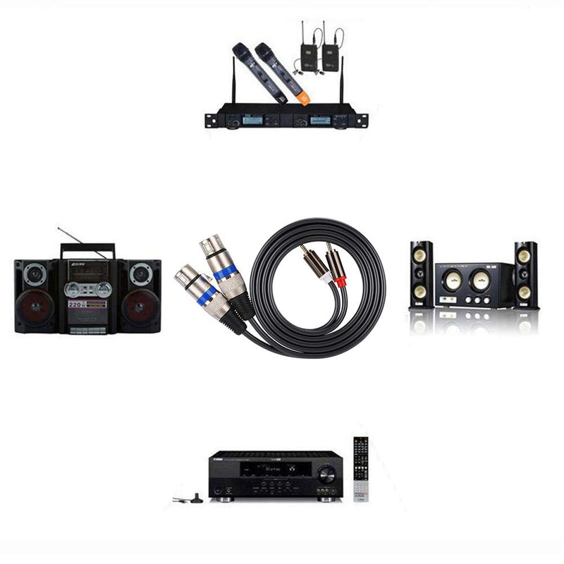 Dual for RCA Male to Dual XLR Female Audio Adapter Cable Patch Cord Double-row PVC Wire for Audio Connections from Microphone Mixers, Headphone Amplifiers, and other Equipment.