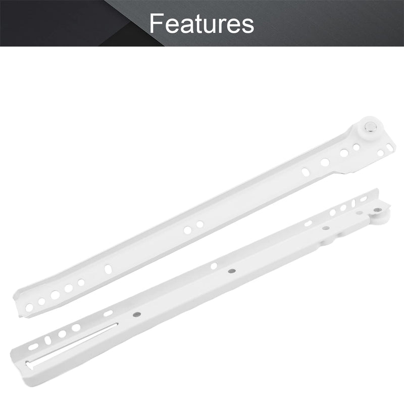 MroMax 12-inch Cold Rolled Steel Keyboard Slide Glide, 2 Fold Ball Bearing Slide Track Rail 2 Sections Steel Heavy Runners Ball Roller Wheel Cabinet Drawer Runner, White, 1 Pair