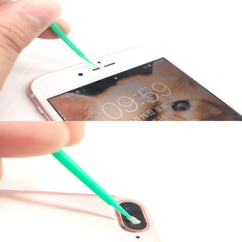 100 Pack Phone Charge Port Cleaning Tool kit,Bendable Mini Soft Round Brushes Cleaner Compatible with iPhone 11 Pro Speaker Tablet Camera Laptop Computer Smartphone Green