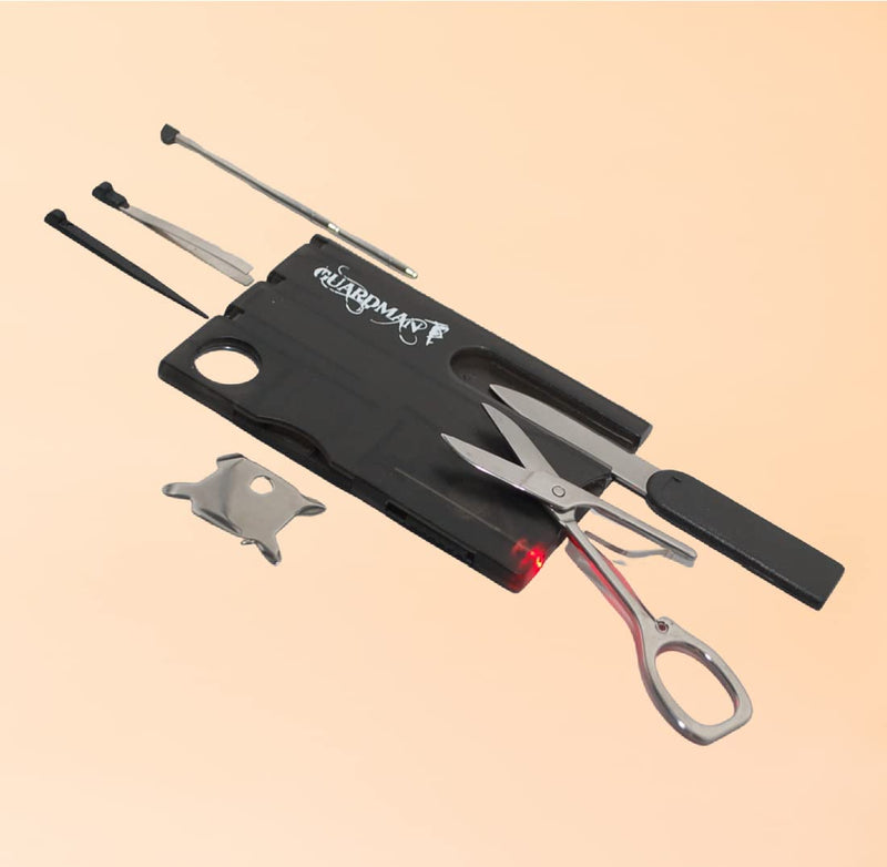 GUARDMAN Credit Card Tool Survival Card Knife with LED Light - Fathers Day Gift - Pocket Tool Kit Birthday Stocking Stuffers For Him For Men Dad Gifts