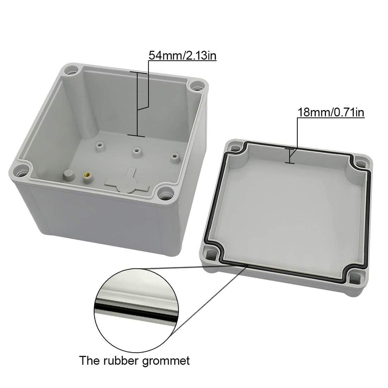 LeMotech Waterproof Dustproof IP67 Junction Box DIY Case Enclosure Gray 4.9 x 4.9 x 3 inch (125 x 125 x 75 mm) 4.9" x 4.9" x 3" Size S&M