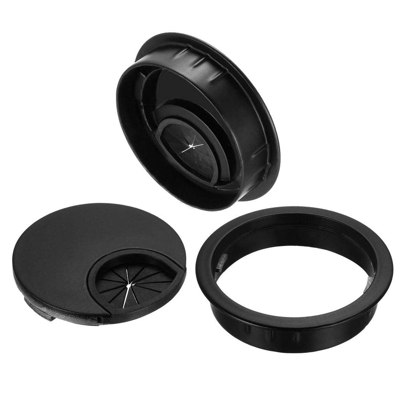 uxcell Cable Hole Cover, 2.1inch Zinc Alloy Desk Grommet for Wire Organizer, 4 Pcs (Black) 2-1/8 Inch Black