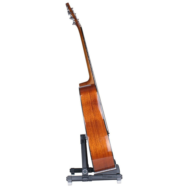 Alumium Alloy A Frame Universal Folding Acoustic Guitar Stand, Suitable for Electric Guitars, Bass Guitars (Black) Black