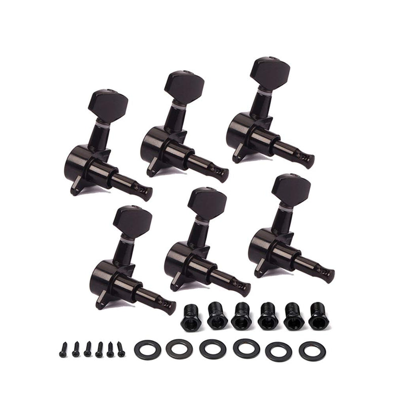 Alnicov 6R Inline Locked String Guitar Tuning Pegs keys Tuners Machine Heads Tuners Keys,Black