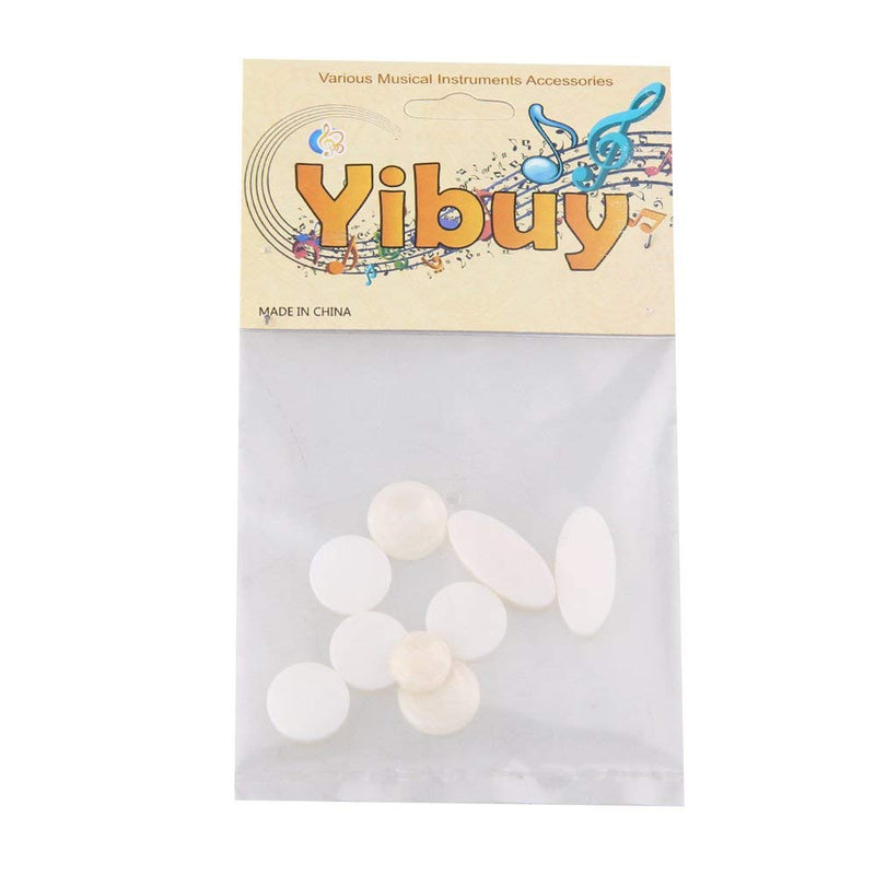 Yibuy Plastic Key Buttons Replacement Inlays Pearl for Alto Tenor Treble Sax Pack of 9 Creamy-white Color